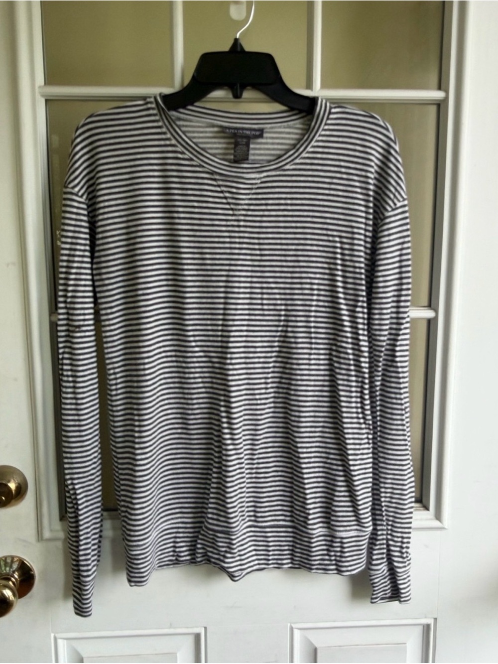 A Pea in the Pod Black & White Striped Long-Sleeve Maternity Crewneck